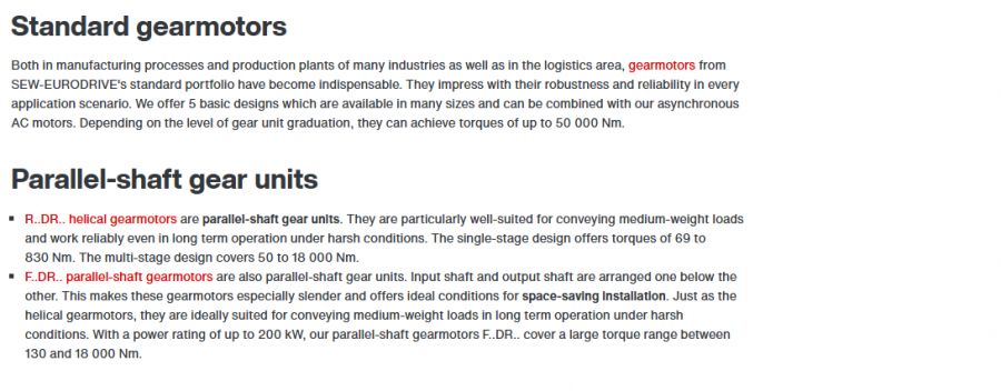 Standard gearmotors