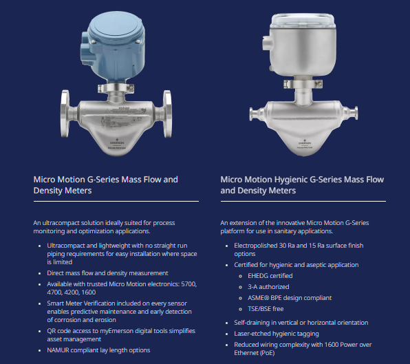 Micro Motion™ G-Series Ultracompact, Easy to Use Flow and Density Meters